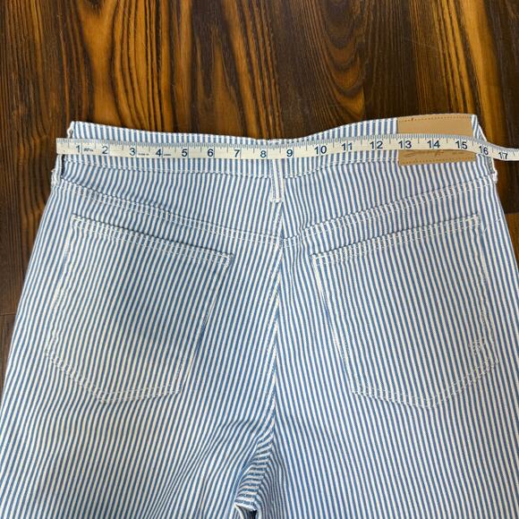 Seven 7 Blue & White Railroad Striped High Rise Denim Jeans Size 8 - Picture 11 of 12